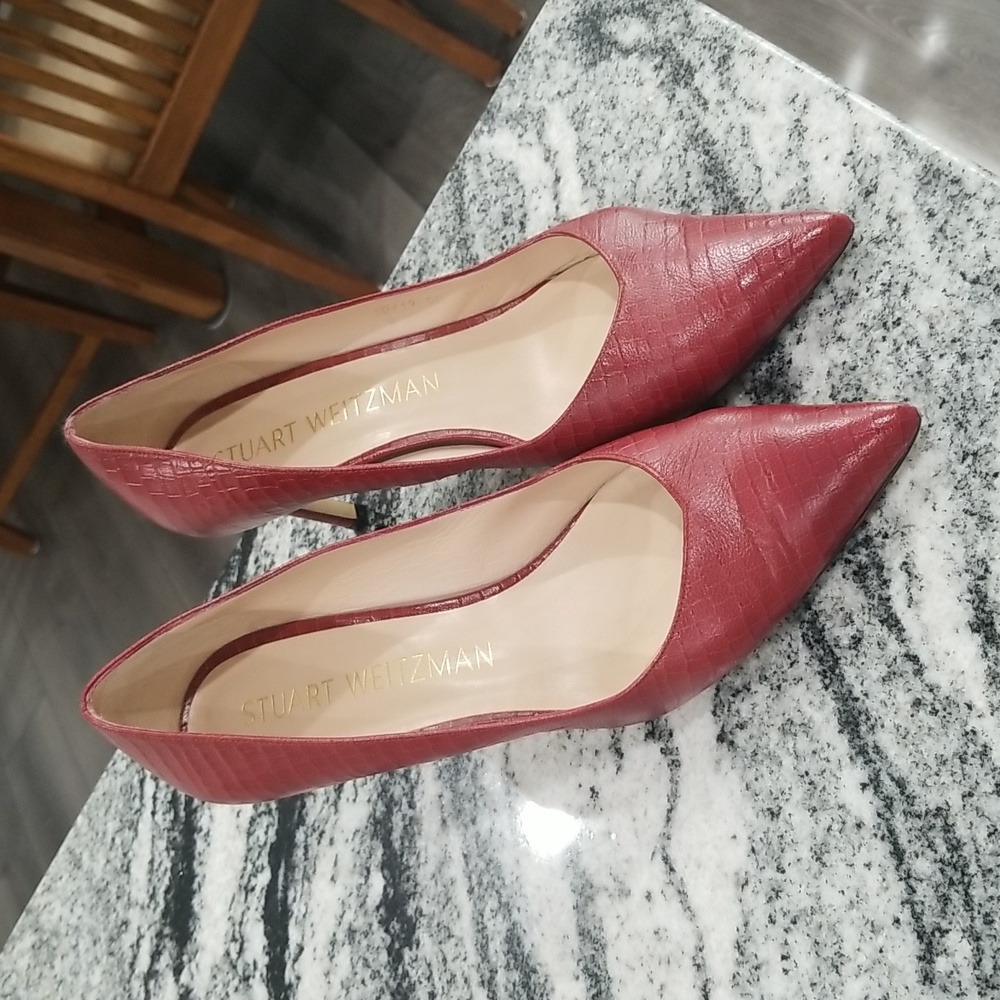 Stuart weitzman red croc heels